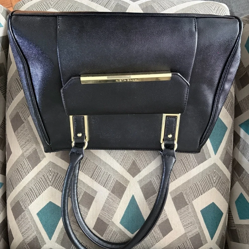 Anne Klein‎ Black Satchel with Gold Accents